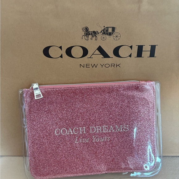 Coach Handbags - Coach Dreams Cosmetic Pouch in Pink Glitter